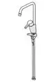 Einhebelmischer mit einer hohen Auslaufarmatur aus Chrom. Der Wasserhahn hat eine ergonomische Form und wird von der Marke Hansa hergestellt.